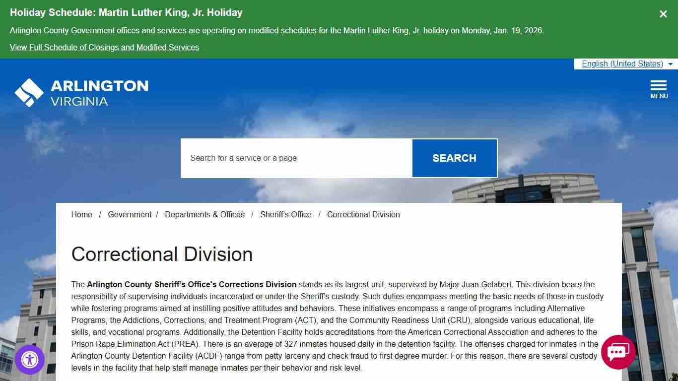 Correctional Division – Official Website of Arlington County Virginia Government