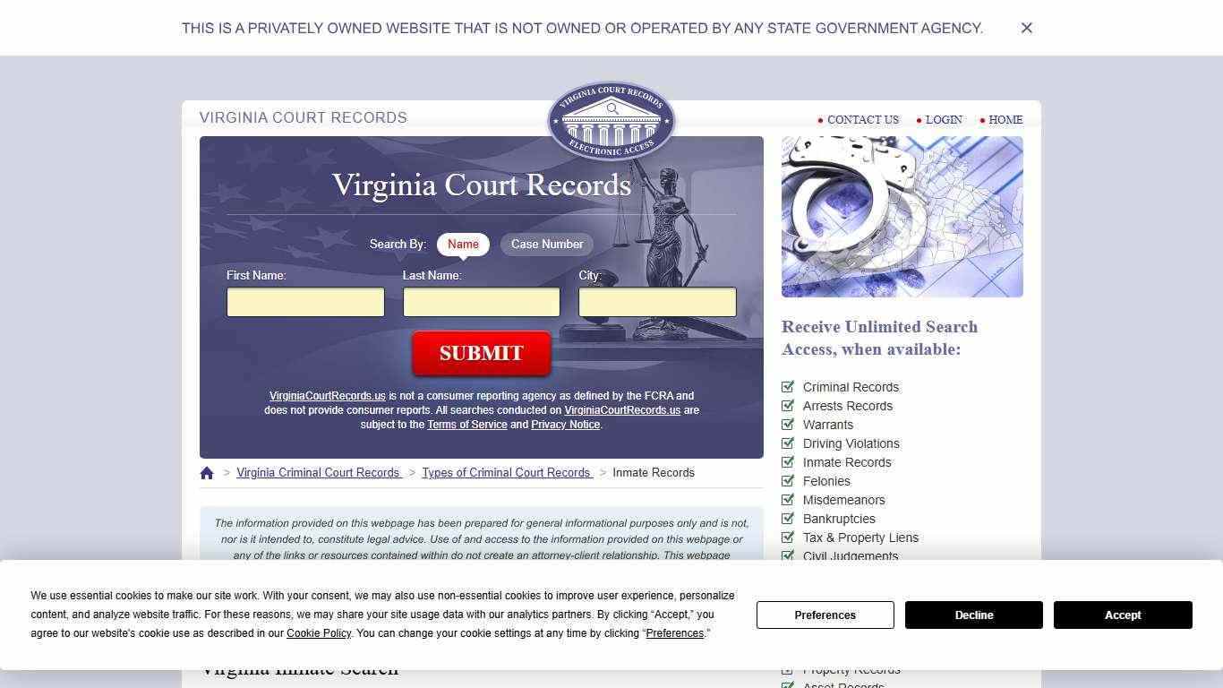Virginia Inmate Search | VirginiaCourtRecords.us