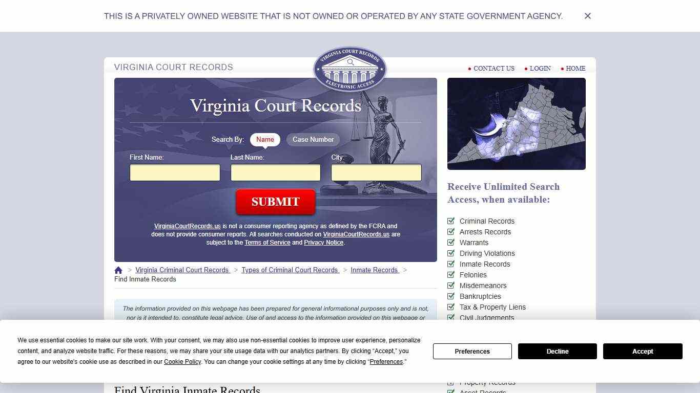 Virginia Inmate Search | VirginiaCourtRecords.us